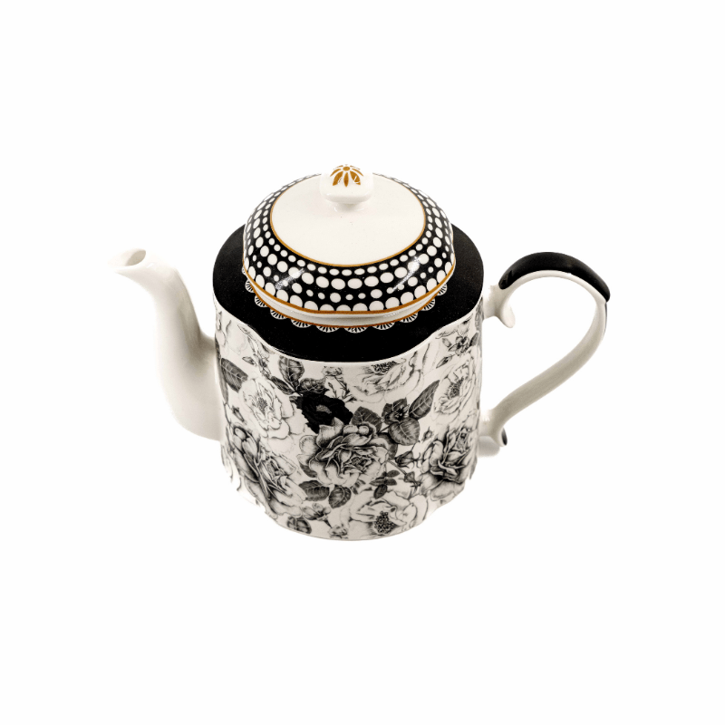 https://www.lcvdesignsndecor.co.za/shop/kitchen-dining/tableware-serving/serveware/beverage-servers/black-rose-teapot/ Black Rose Teapot Top View