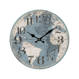 Blue Map Wall Clock 34cm