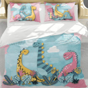Pink Dino Custom Duvet Cover Set