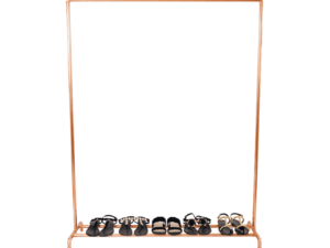 Copper Free Standing Clothing & Shoe Rail Lifestyle with Shoes