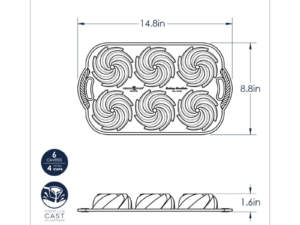 Nordic Ware Heritage Bundtlette Pan Dimensions