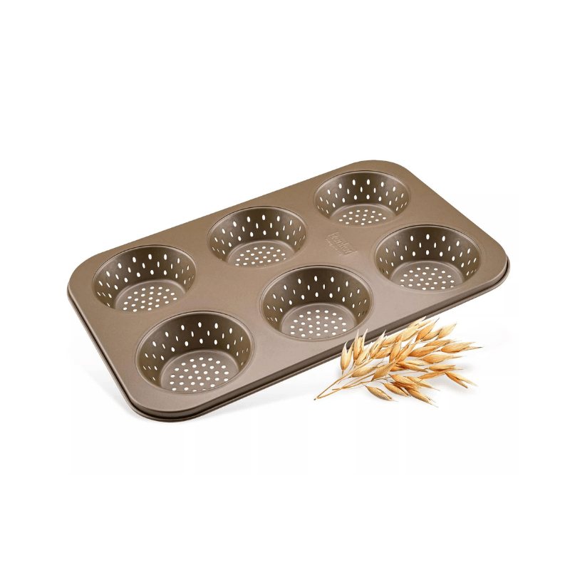 https://www.lcvdesignsndecor.co.za/shop/kitchen-dining/baking-essentials/bakeware/bread-loaf-tins/zenker-perforated-bun-tray/ Zenker Perforated Bun Tray 6 Cups - Mojave Gold