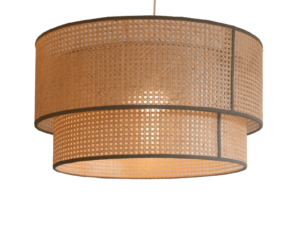 Cane Webbing Double Drum Pendant Light