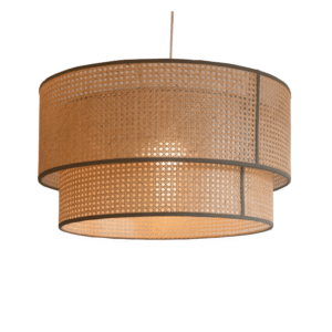 Cane Webbing Double Drum Pendant Light
