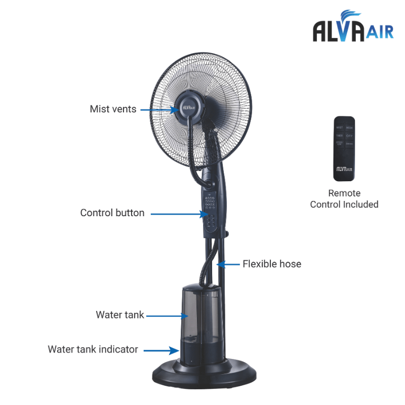 https://www.lcvdesignsndecor.co.za/shop/home-essentials/home-comfort/cooling-fans/alva-air-40cm-pedestal-mist-fan-with-remote/ Alva Air 40cm Pedestal Mist Fan with Remote Components