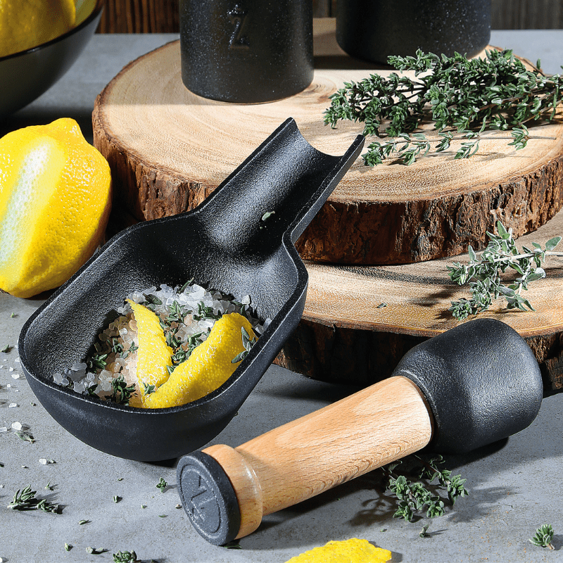 https://www.lcvdesignsndecor.co.za/shop/kitchen-dining/cooking-essentials/prep-tools/zassenhaus-cast-iron-spice-mortar/ Zassenhaus Cast Iron Spice Mortar Black Lifestyle