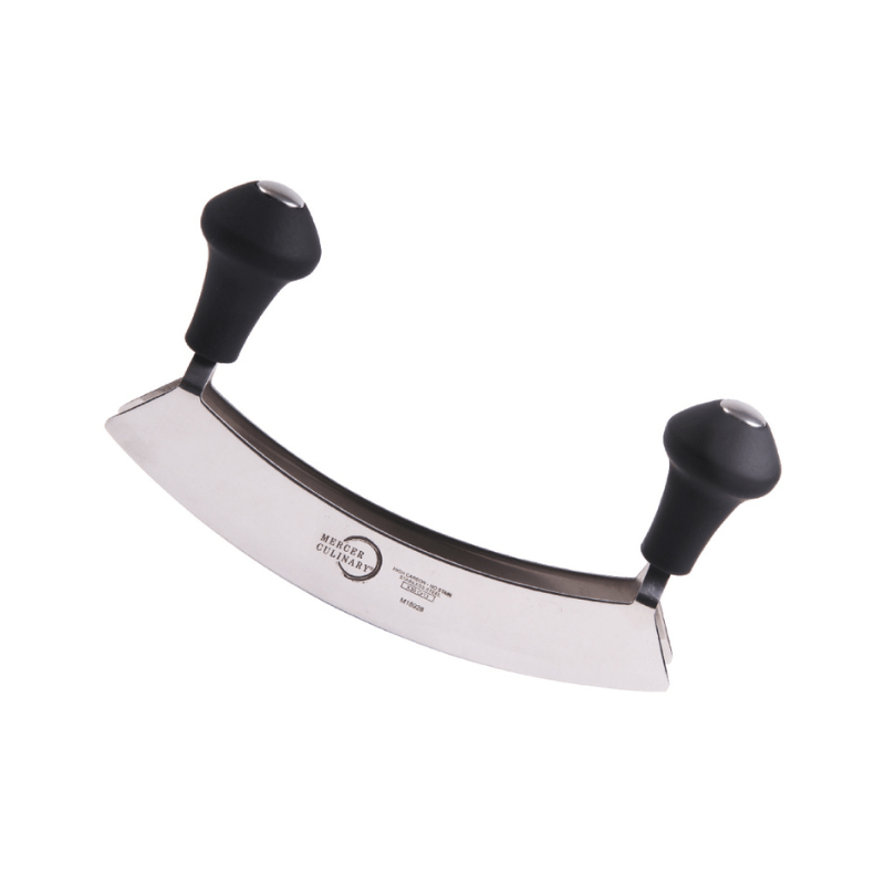 https://www.lcvdesignsndecor.co.za/shop/kitchen-dining/cooking-essentials/prep-tools/cutting-tools/mercer-millenia-dbl-blade-mezzaluna-20cm/ Mercer Millenia Dbl Blade Mezzaluna 20cm Angle View