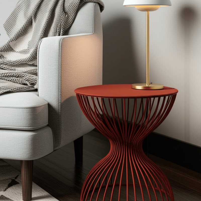 https://www.lcvdesignsndecor.co.za/shop/furniture/living-room/side-tables/hourglass-side-table-lux/ Hourglass Side Table Lux Red SM Terracotta Lifestyle