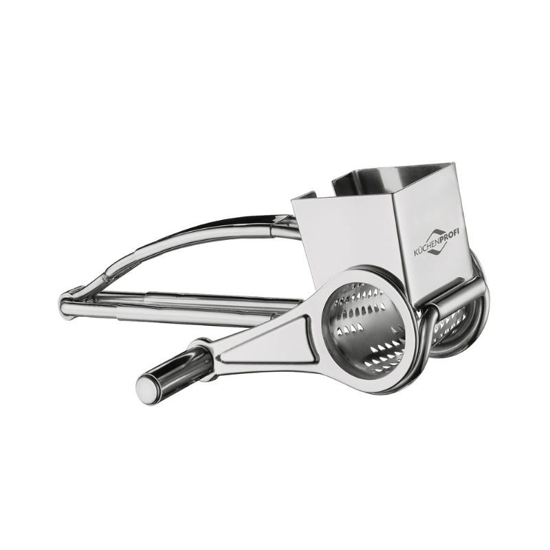 https://www.lcvdesignsndecor.co.za/shop/kitchen-dining/cooking-essentials/prep-tools/peeling-and-grating-tools/kuchenprofi-cheese-grater-with-drum/ Küchenprofi Cheese Grater with Drum Side View
