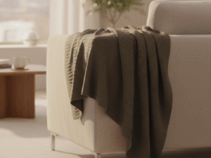 Raised Lines 100% Cotton Knitted Throw Lifestyle