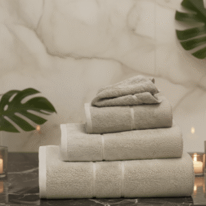 Terry Lustre Stone 525gsm 4PC Set Lifestyle