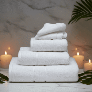 Terry Lustre White 525gsm 4PC Set Lifestyle