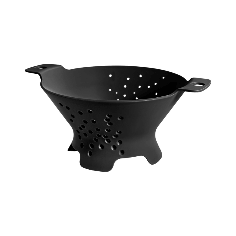 https://www.lcvdesignsndecor.co.za/shop/kitchen-dining/cooking-essentials/prep-tools/colanders-strainers/blim-plus-cosmo-colander-carbon-black/ Blim Plus Cosmo Colander Carbon Black Angle View