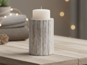 Lumina Petite Mango Wood Candle Holder Lifestyle