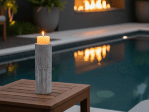 Lumina Tall Mango Wood Candle Holder Lifestyle