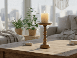 Malibu Mango Wood Candle Stand 36cm Lifestyle