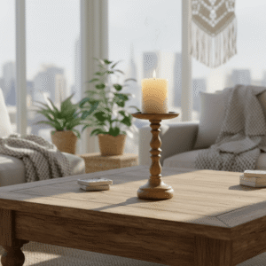 Malibu Mango Wood Candle Stand 36cm Lifestyle