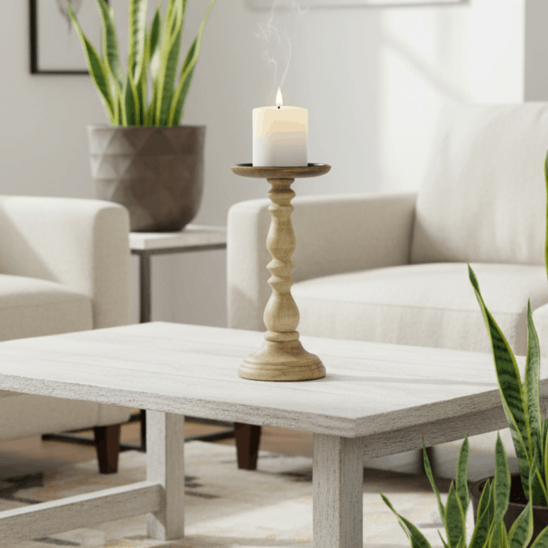 https://www.lcvdesignsndecor.co.za/shop/decor/decorative/candles-holders/malibu-mango-wood-candle-stand-43cm/ Malibu Mango Wood Candle Stand 43cm Lifestyle Main