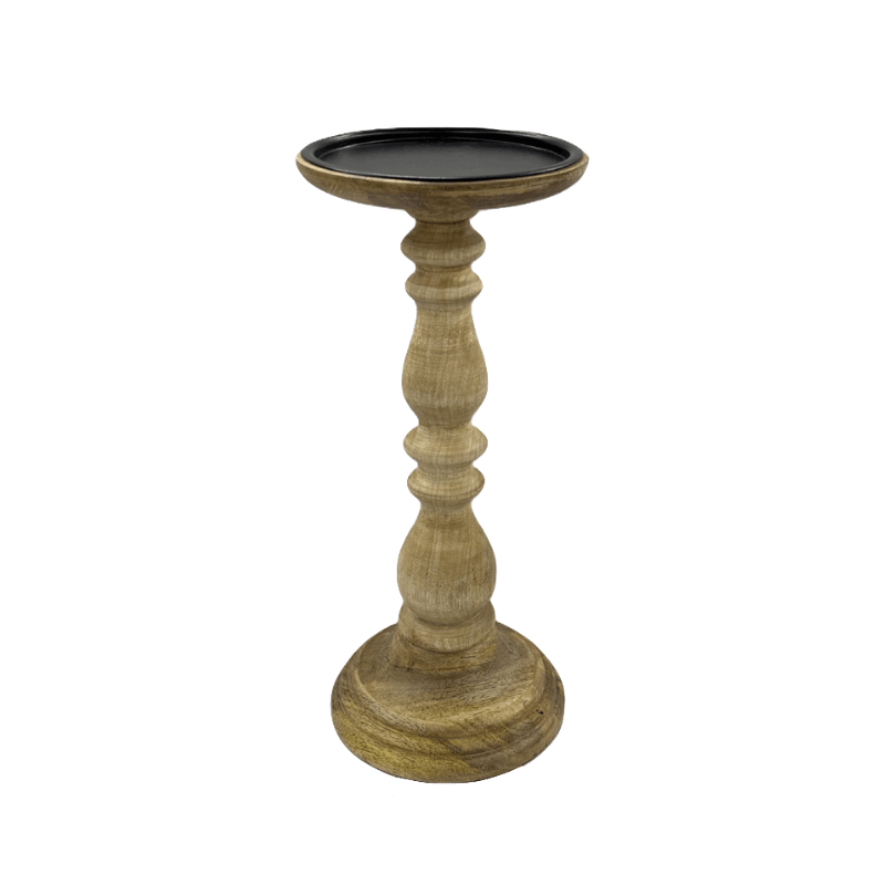 https://www.lcvdesignsndecor.co.za/shop/decor/decorative/candles-holders/malibu-mango-wood-candle-stand-43cm/ Malibu Mango Wood Candle Stand 43cm with White Background