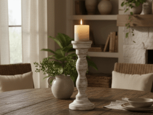 Savuti Mango Wood Candle Stand 45cm Lifestyle