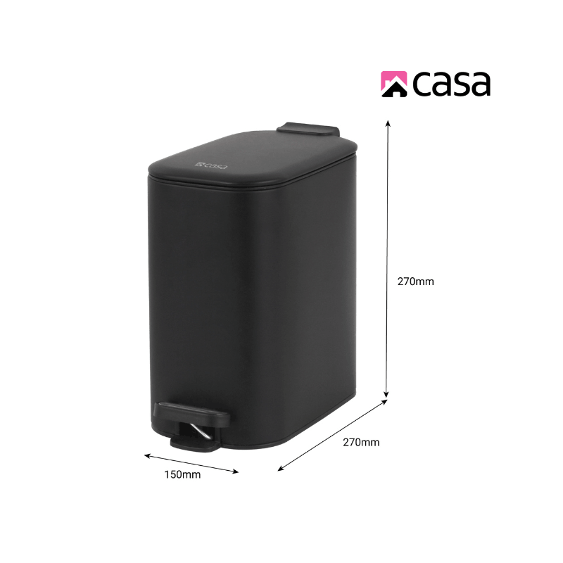https://www.lcvdesignsndecor.co.za/shop/home-essentials/homekeeping/rubbish-bins/portofino-6l-pedal-bin-black/ Portofino 6L Pedal Bin Black - Slimline Dimensions