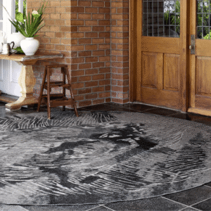 Fossil Stone Round Rug Lifestyle