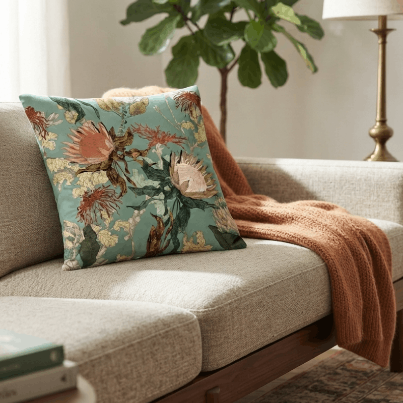 https://www.lcvdesignsndecor.co.za/shop/decor/sea-protea-scatter/ Sea Protea Scatter Cushion Lifestyle