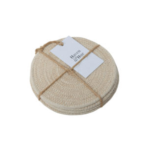 Beige Cotton Rope Circular Coasters 4PC - Set