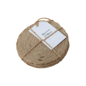 Brown Jute Circular Coasters 4PC - Set