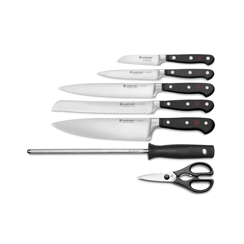 https://www.lcvdesignsndecor.co.za/shop/kitchen-dining/cooking-essentials/prep-tools/cutting-tools/wusthof-classic-knife-block-set-8pc/ Wüsthof Classic Knife Block Set 8PC - Kitchen Set Includes
