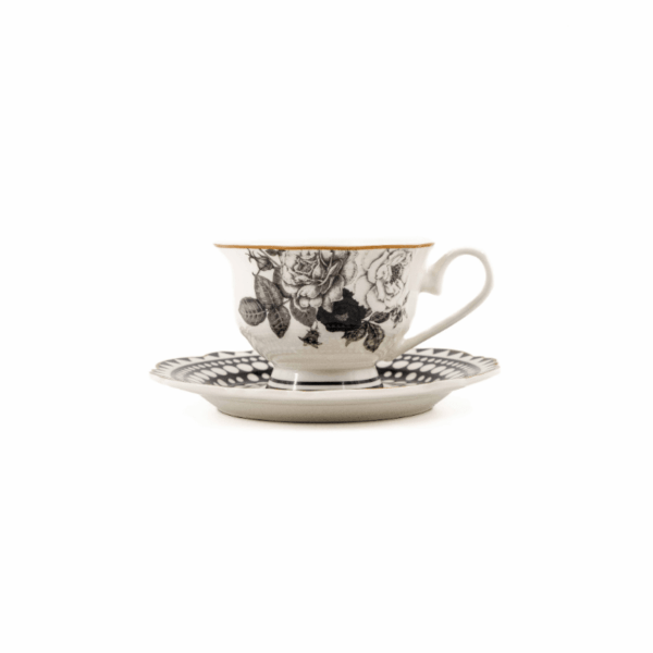 Black Rose Cup & Saucer Side View
