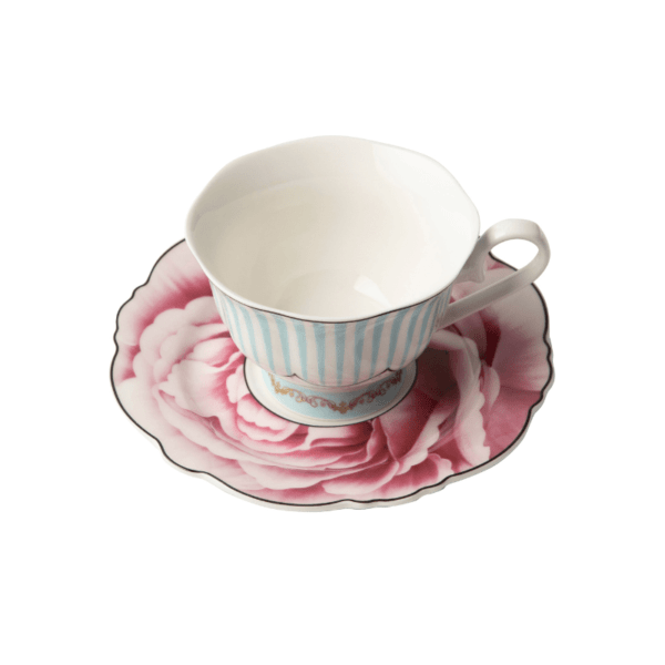 Wavy Rose Cup & Saucer Side View