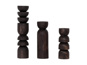 Abstract Black Tealight Candle Holder Set