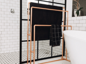 Copper Bathroom Towel Rail Lifestyle 1